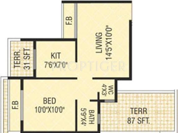 Bhoomi Homes Nakshtra Floor Plan (1BHK+1T)