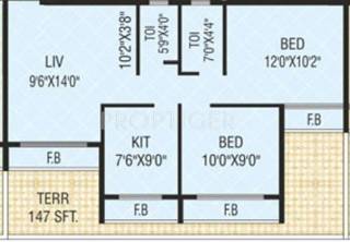 Bhoomi Homes Nakshtra Floor Plan (2BHK+2T)