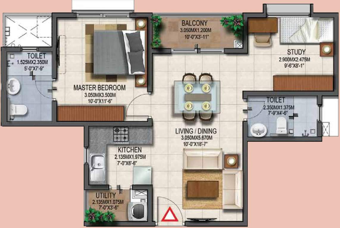 Provident Adora De Goa 2 Park Residences Around The Blu (2BHK+2T (810 sq ft) 810 sq ft)