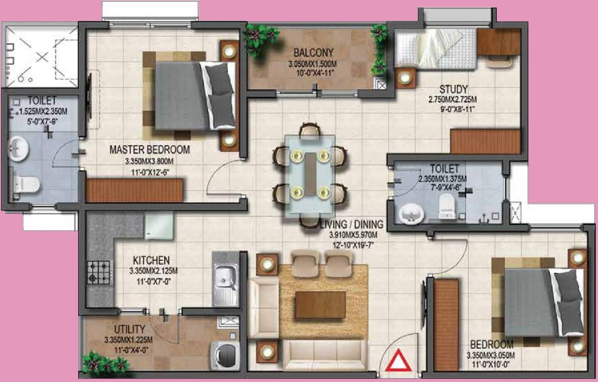 Provident Adora De Goa 2 Park Residences Around The Blu (3BHK+2T (1,140 sq ft) 1140 sq ft)