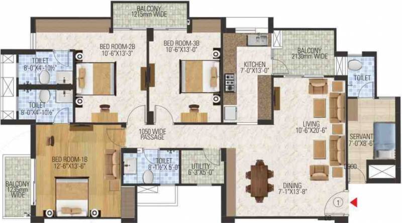 Manglam Aananda Phase II (3BHK+3T (1,251.09 sq ft) + Servant Room 1251.09 sq ft)