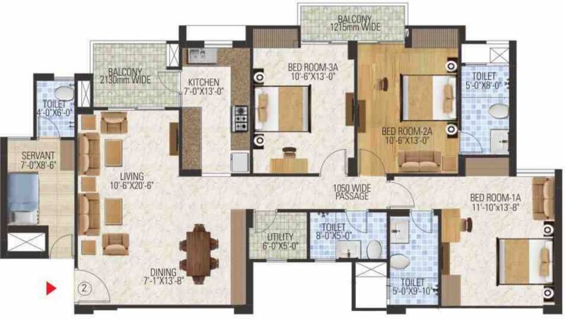 Manglam Aananda Phase II (3BHK+3T (1,247.86 sq ft) + Servant Room 1247.86 sq ft)