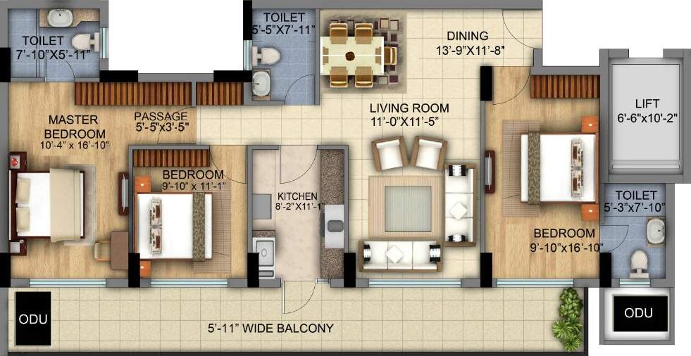 DLF The Skycourt (3BHK+3T (1,930 sq ft) 1930 sq ft)
