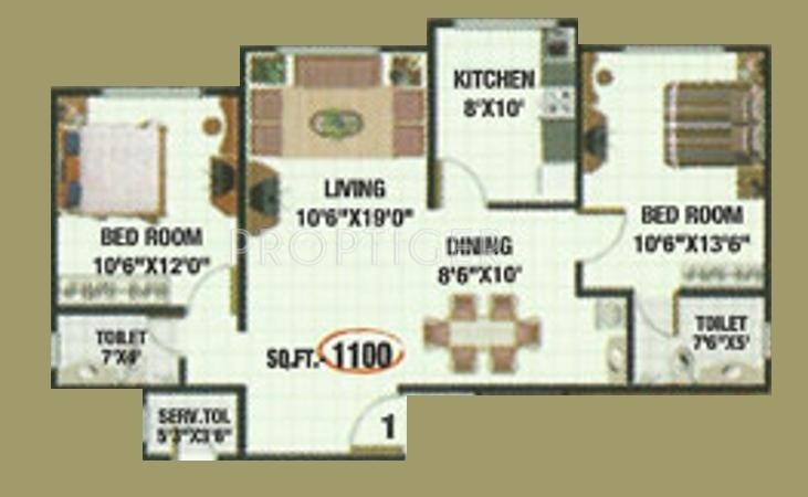 Sadguru Eastern Court (2BHK+2T (1,100 sq ft) 1100 sq ft)