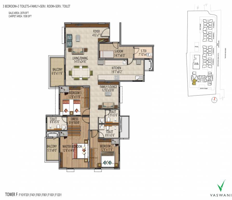 Vaswani Menlo Park (3BHK+3T (2,079 sq ft) 2079 sq ft)
