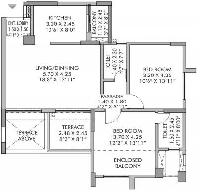 Pride Purple Park Ivory Phase II (2BHK+2T (780.06 sq ft) 780.06 sq ft)