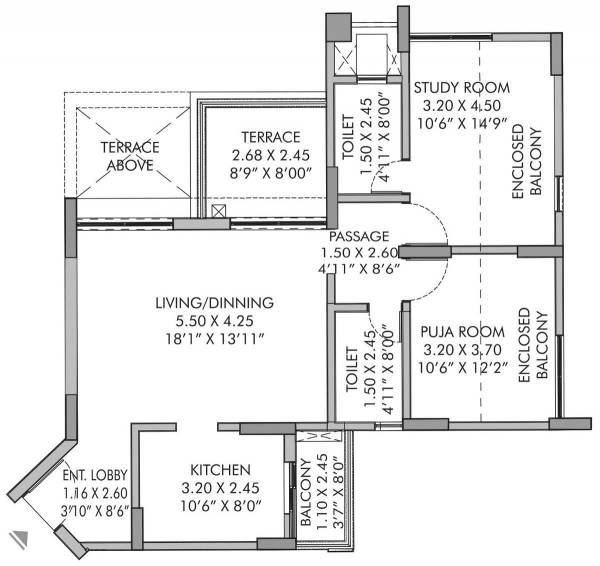 Pride Purple Park Ivory Phase II (2BHK+2T (693.84 sq ft) 693.84 sq ft)