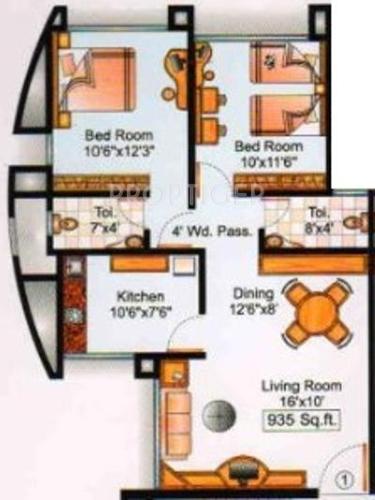 Laxmi Ashtavinayak (2BHK+2T (935 sq ft) 935 sq ft)