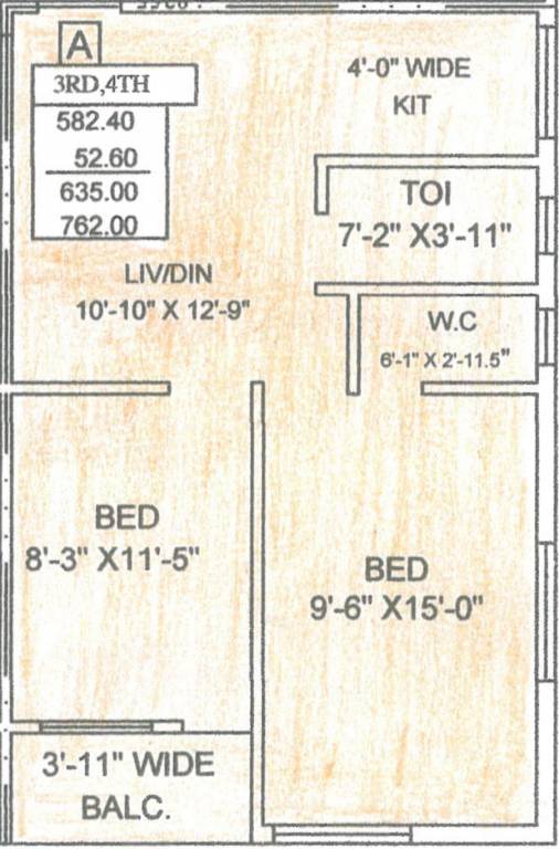 Vinayak Plaza (2BHK+2T (762 sq ft) 762 sq ft)