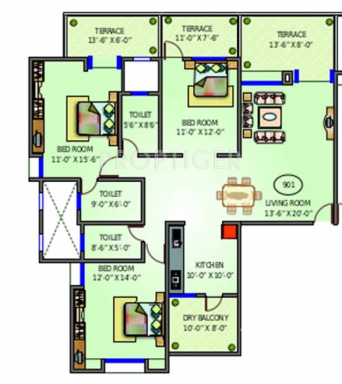 Pinnacle Kalputaru (3BHK+3T (1,800 sq ft) 1800 sq ft) Pinnacle Kalputaru (3BHK+3T (1,800 sq ft) 1800 sq ft)