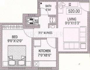 Laxmi Anmol Gardens (1BHK+1T (520 sq ft) 520 sq ft)