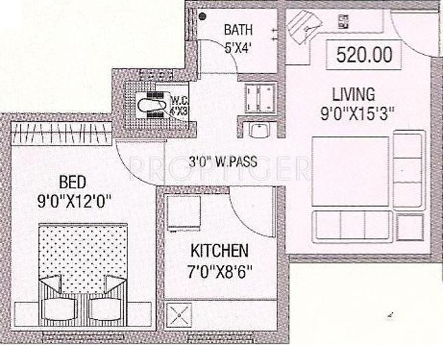Laxmi Anmol Gardens (1BHK+1T (520 sq ft) 520 sq ft)