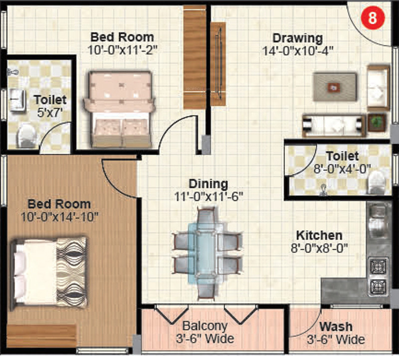 Sree Adithya Elite (2BHK+2T (1,041 sq ft) 1041 sq ft) Sree Adithya Elite (2BHK+2T (1,041 sq ft) 1041 sq ft)