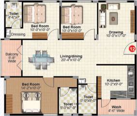 Sree Adithya Elite (3BHK+3T (1,451 sq ft) 1451 sq ft)