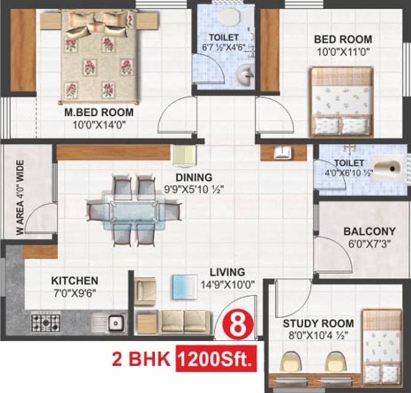 Utkarsha Abodes (2BHK+2T (1,200 sq ft) + Study Room 1200 sq ft)