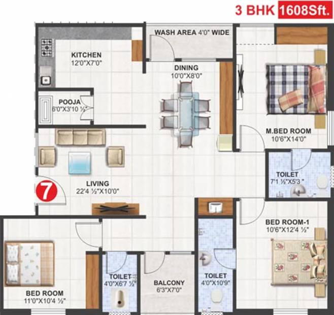 Utkarsha Abodes (3BHK+3T (1,608 sq ft) + Pooja Room 1608 sq ft)