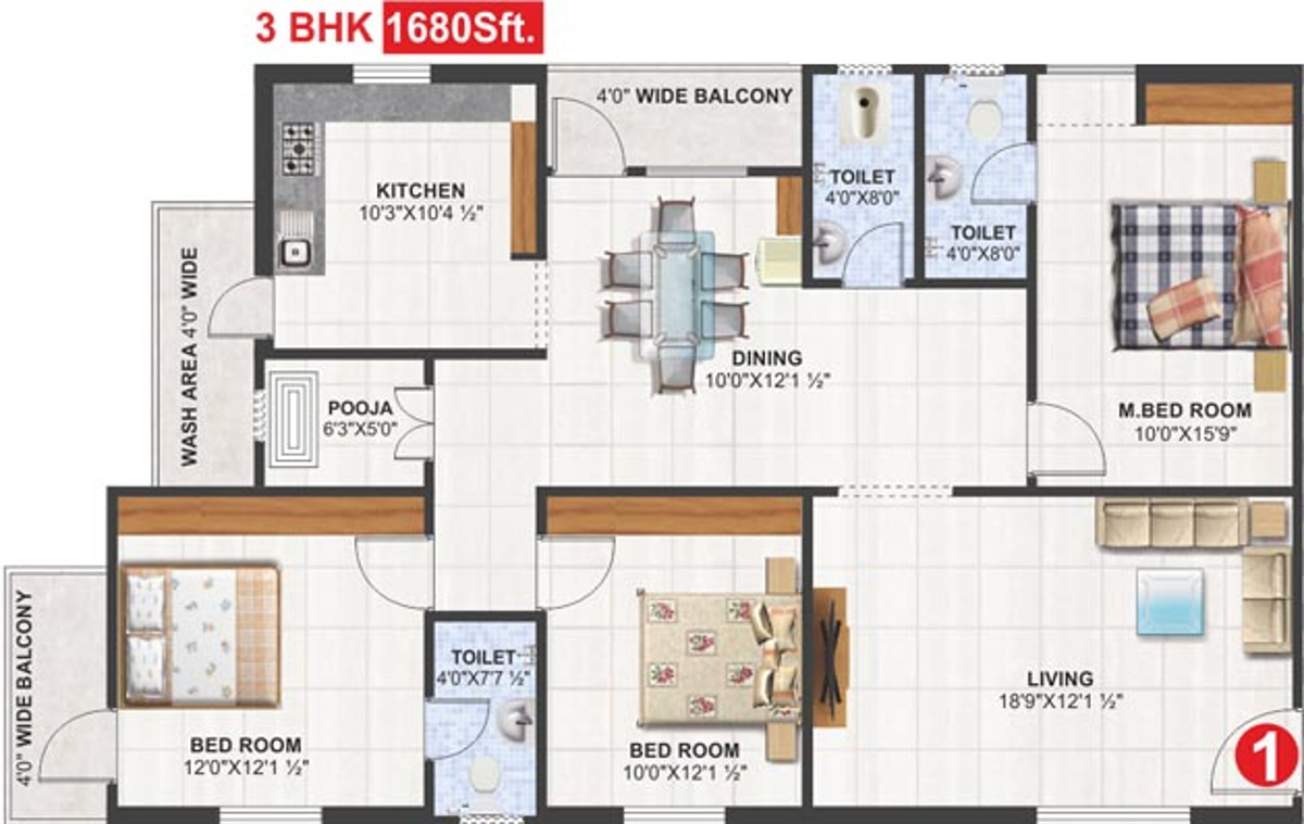 Utkarsha Abodes (3BHK+3T (1,680 sq ft) + Pooja Room 1680 sq ft)