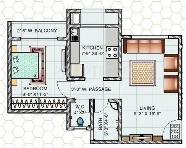 Vardhaman Shrusti (1BHK+1T (595 sq ft) 595 sq ft)