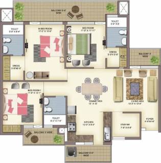 1870 Sq Ft 3 Bhk Floor Plan Image United Builders Zirakpur La Prisma Available For Sale Rs In 74 80 Lacs Proptiger Com