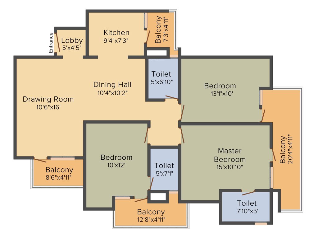 RG Residency (3BHK+3T (1,686 sq ft) 1686 sq ft)
