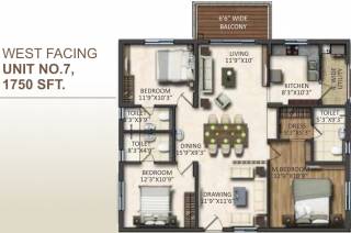 Vasavi Signature (3BHK+3T (1,750 sq ft) 1750 sq ft) Vasavi Signature (3BHK+3T (1,750 sq ft) 1750 sq ft)