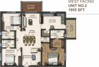 Vasavi Signature (3BHK+3T (1,955 sq ft) + Pooja Room 1955 sq ft) Vasavi Signature (3BHK+3T (1,955 sq ft) + Pooja Room 1955 sq ft)