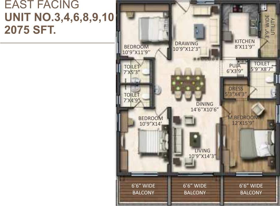 Vasavi Signature (3BHK+3T (2,075 sq ft) + Pooja Room 2075 sq ft)