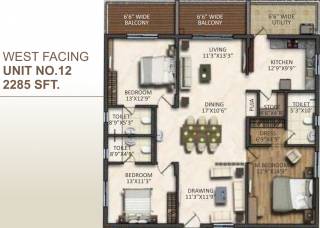 Vasavi Signature (3BHK+3T (2,285 sq ft) + Pooja Room 2285 sq ft) Vasavi Signature (3BHK+3T (2,285 sq ft) + Pooja Room 2285 sq ft)