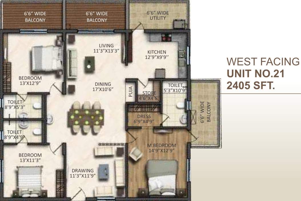 Vasavi Signature (3BHK+3T (2,405 sq ft) + Pooja Room 2405 sq ft)