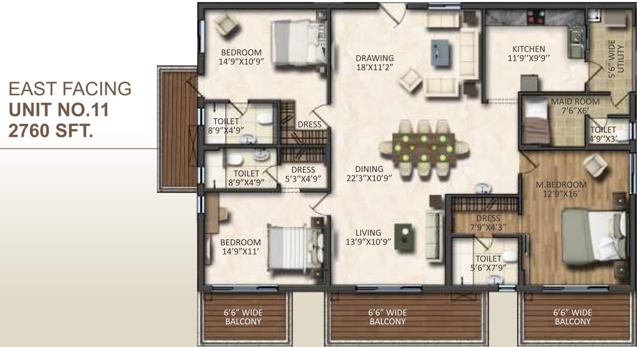 Vasavi Signature (3BHK+3T (2,760 sq ft) + Servant Room 2760 sq ft)