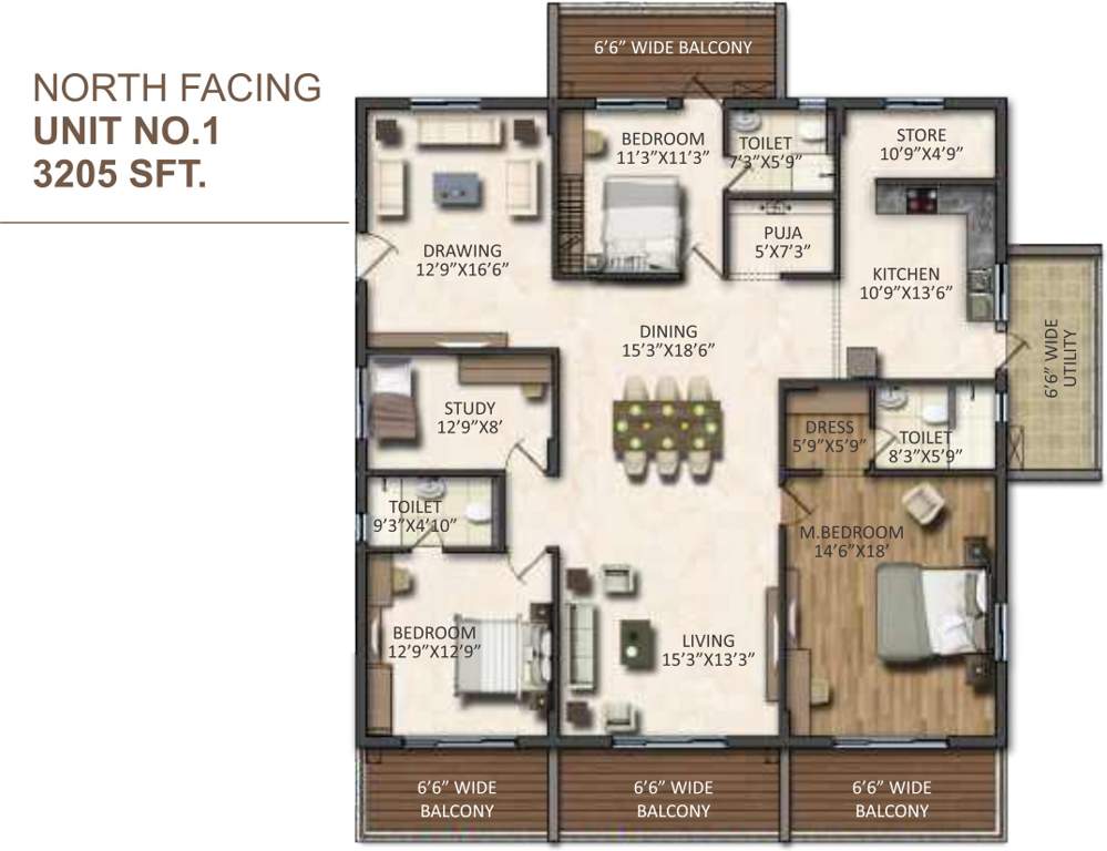 Vasavi Signature (3BHK+3T (3,205 sq ft) + Study Room 3205 sq ft)