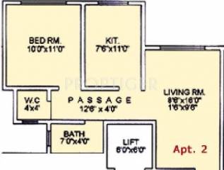 Floor Plan (1BHK+1T) Rizvi Moon Star Floor Plan (1BHK+1T)