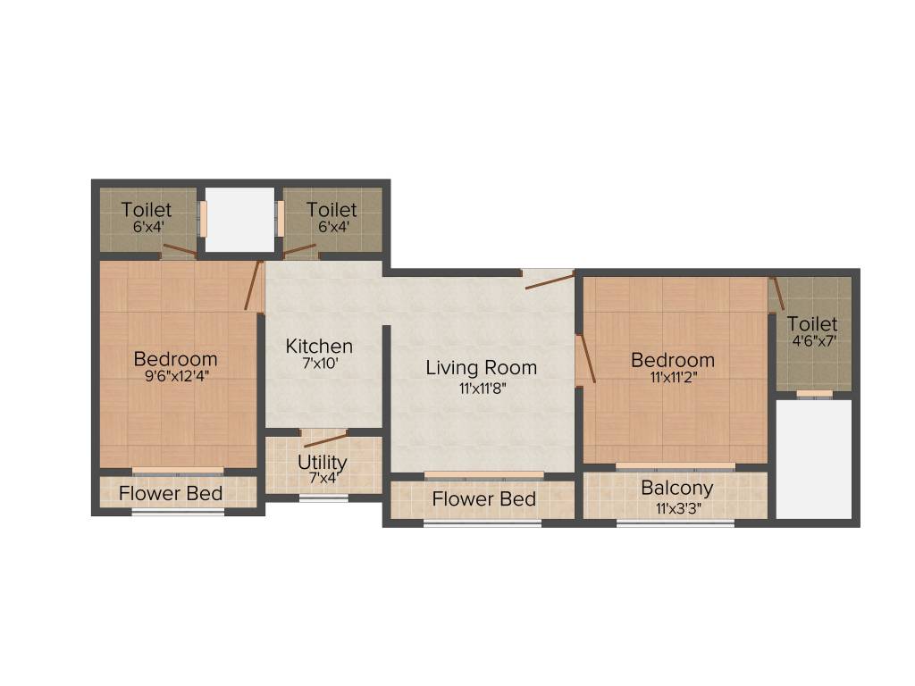 Siddharth Enclave (2BHK+2T (525.17 sq ft) 525.17 sq ft)