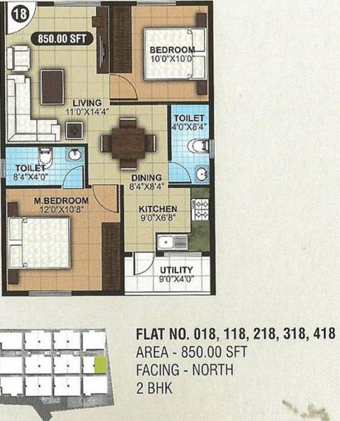 SLN Greens (2BHK+2T (850 sq ft) 850 sq ft)