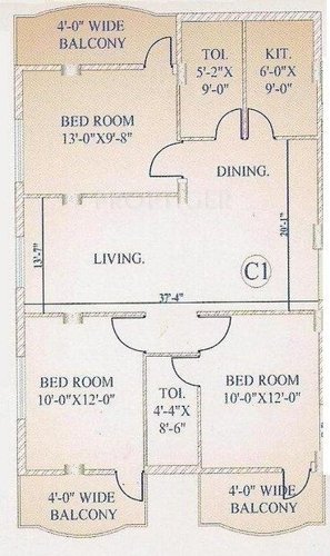 Ambey Residency (3BHK+2T (1,350 sq ft) 1350 sq ft)