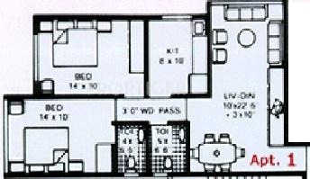 Rizvi Crystal Tower (2BHK+2T (1,048 sq ft) 1048 sq ft)