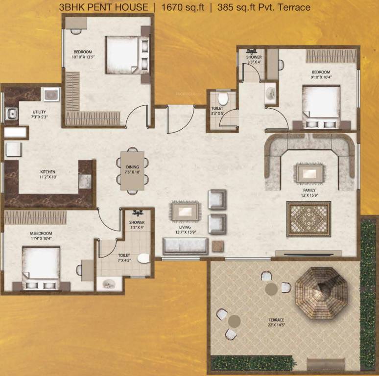 Legacy Vivienda (3BHK+3T (1,670 sq ft) 1670 sq ft)