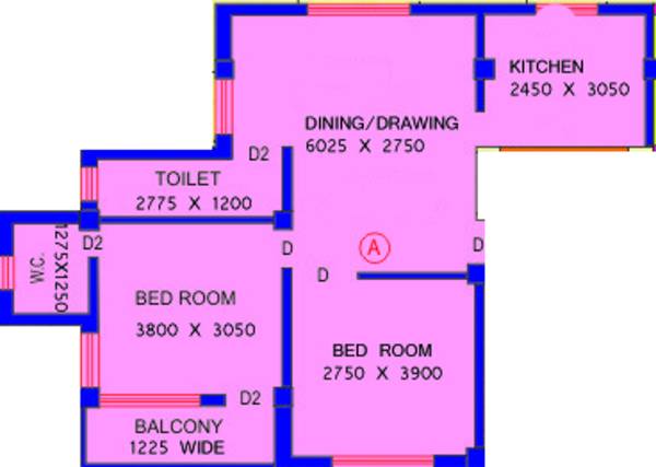 Bajrang Prathama Apartment (2BHK+2T (890 sq ft) 890 sq ft)