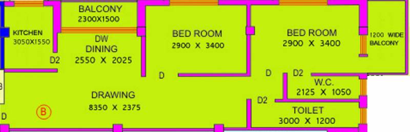 Bajrang Prathama Apartment (2BHK+2T (972 sq ft) 972 sq ft)