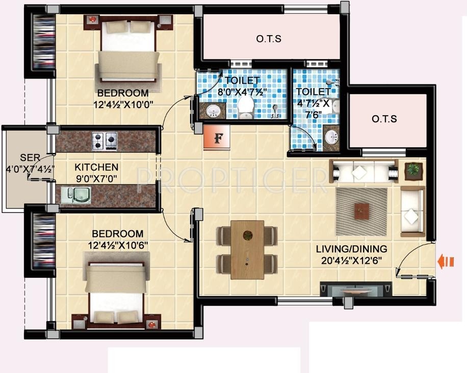 JBM JBM Mudra (2BHK+2T (1,009 sq ft) 1009 sq ft)