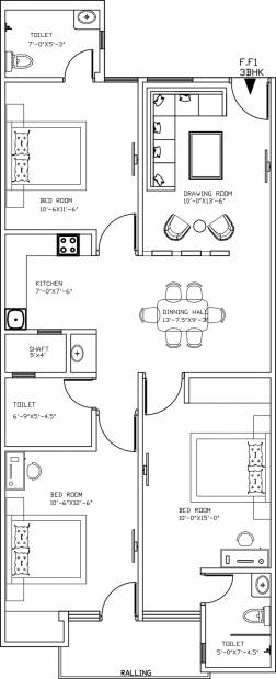 SS Residency (3BHK+3T (1,150 sq ft) 1150 sq ft)