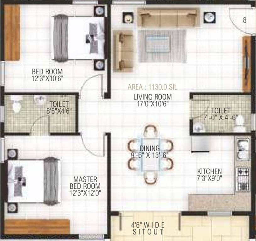 Shashwath Serenity (2BHK+2T (1,130 sq ft) 1130 sq ft) Shashwath Serenity (2BHK+2T (1,130 sq ft) 1130 sq ft)