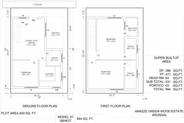Amazze Abi Krishna Villas (3BHK+3T (994 sq ft) 994 sq ft)