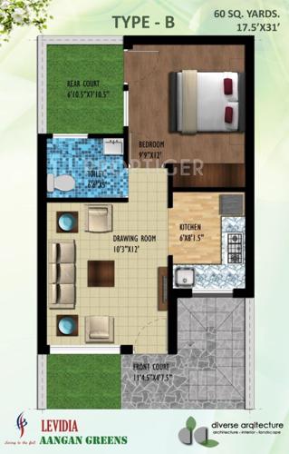 Levidia Aangan Greens (1BHK+1T (493 sq ft) 493 sq ft)