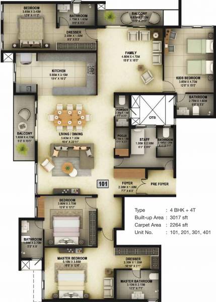 Casagrand Vitaliya (4BHK+5T (3,017 sq ft) + Pooja Room 3017 sq ft)