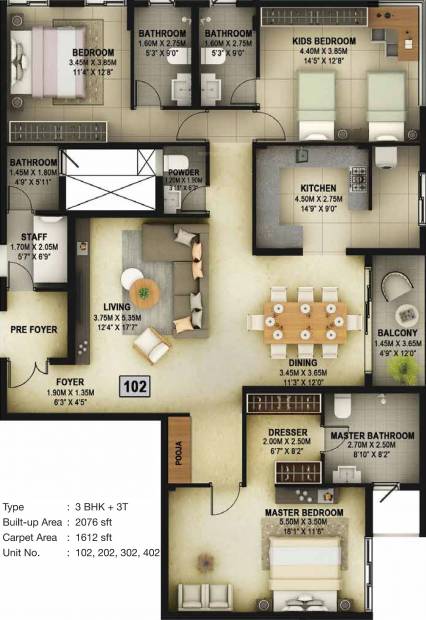 Casagrand Vitaliya (3BHK+4T (2,076 sq ft) + Pooja Room 2076 sq ft)