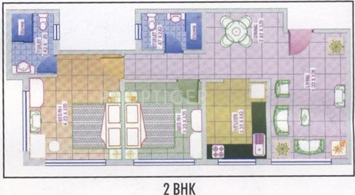 Royal Palms Garden View (2BHK+2T (974 sq ft) 974 sq ft)