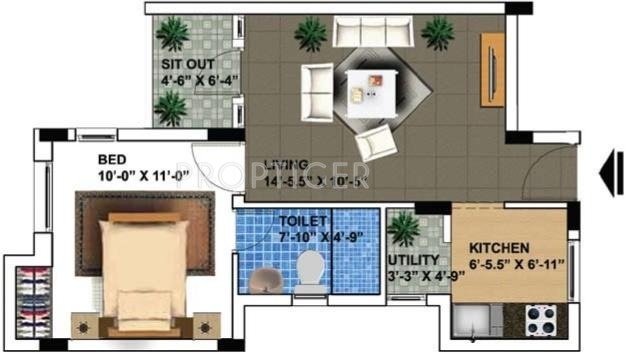 Sabari Serenity (1BHK+1T (596 sq ft) 596 sq ft) Sabari Serenity (1BHK+1T (596 sq ft) 596 sq ft)