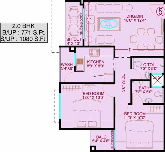 Vista Victoria Urbane Oasis (2BHK+2T (1,080 sq ft) 1080 sq ft)