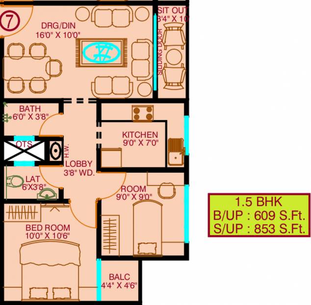 Vista Victoria Urbane Oasis (2BHK+1T (853 sq ft) 853 sq ft)